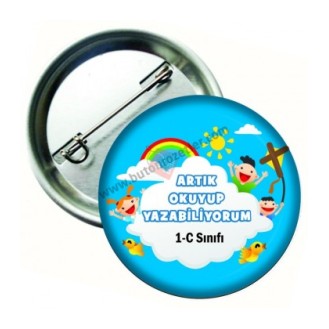 Artık Okuyup Yazıyorum Gökkuşağı Rozet 44 mm Artık Okuyup Yazıyorum Gökkuşağı Rozet 44 mm