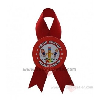 Artık Okuyorum Rozeti Kurdeleli  Karton Baskılı 09