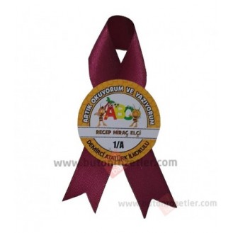 Kurdeleli Artık Okuyorum İsimli Rozeti Karton Baskılı 021