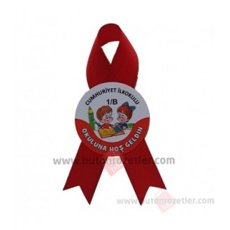 Okuluna Hoş Geldin Kurdeleli Rozet 053