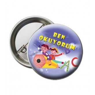 Ben Okuyorum Kalem Figürlü Rozet 44 mm Ben Okuyorum Kalem Figürlü Rozet 44 mm